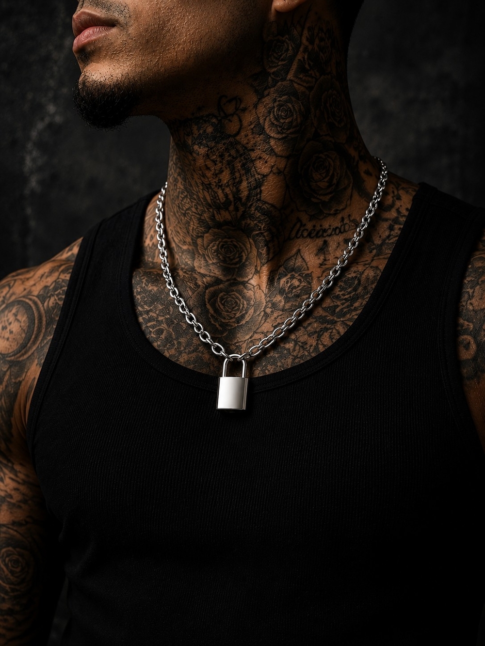 Chunky Silver Padlock Chain Necklace